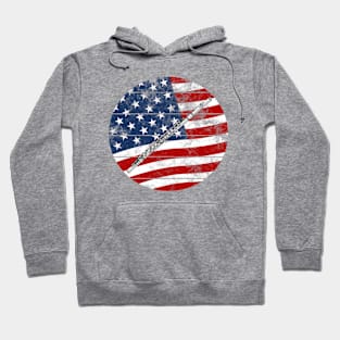 Flute USA Flag Flutist Musician 4th July Hoodie